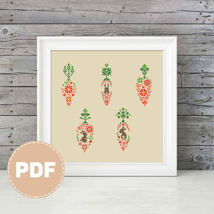 Carrots and Rabbits - PDF Cross Stitch Pattern