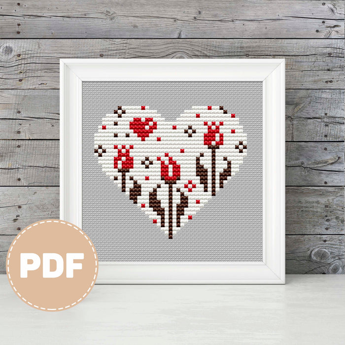 Tulip Heart - PDF Cross Stitch Pattern