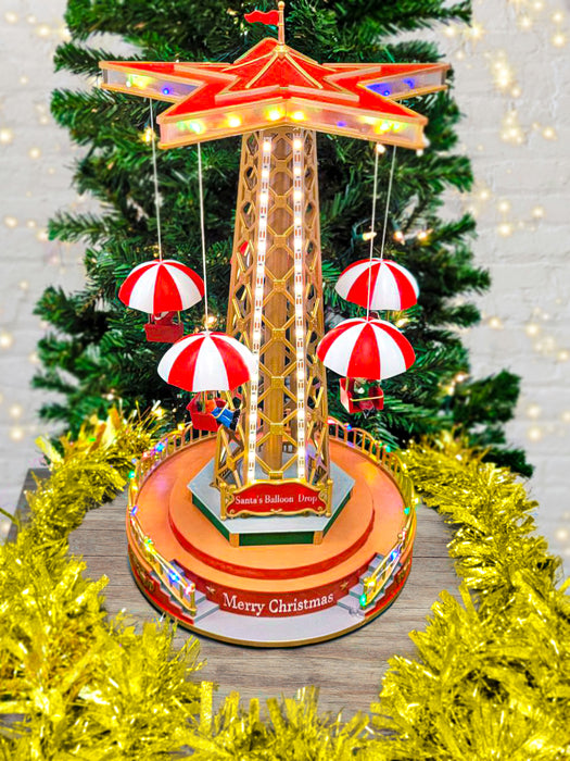 Christmas Parachute Tower. Animated Christmas Village F07M4-8-W201 Christmas Carousel