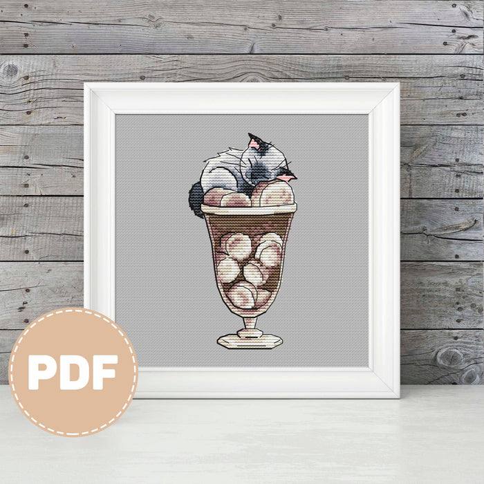 Coffee with Marshmeow - PDF Cross Stitch Pattern