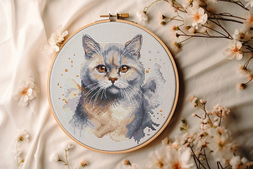 Watercolor British Shorthair - PDF Cross Stitch Pattern