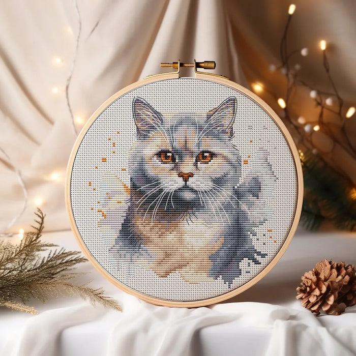 Watercolor British Shorthair - PDF Cross Stitch Pattern