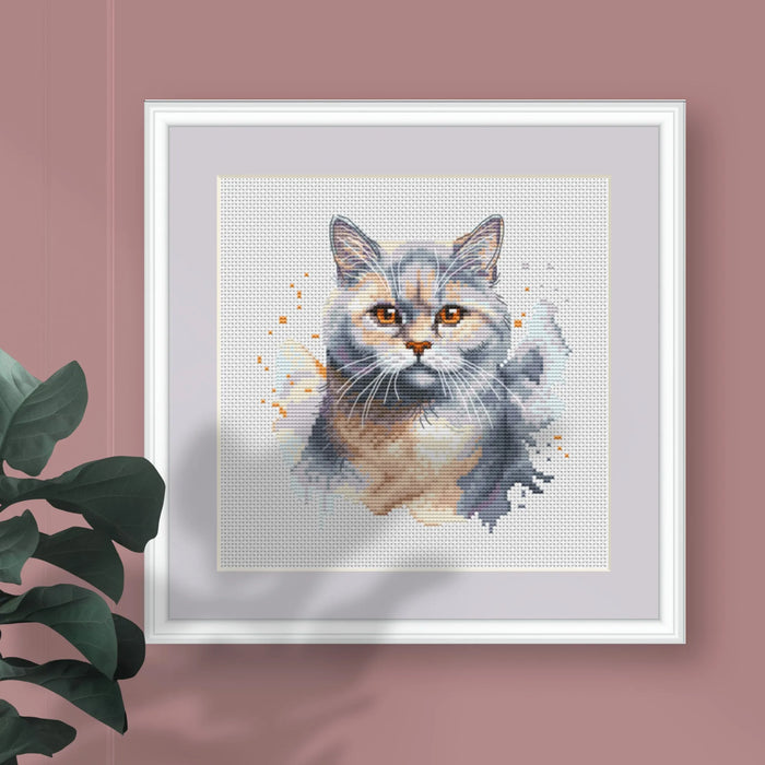 Watercolor British Shorthair - PDF Cross Stitch Pattern