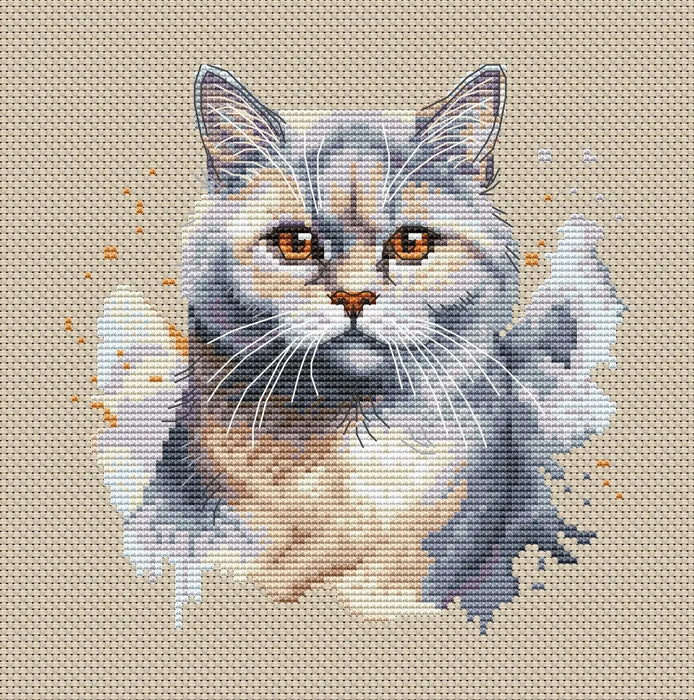 Watercolor British Shorthair - PDF Cross Stitch Pattern