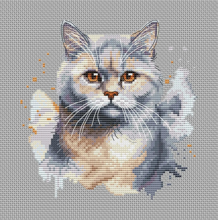 Watercolor British Shorthair - PDF Cross Stitch Pattern