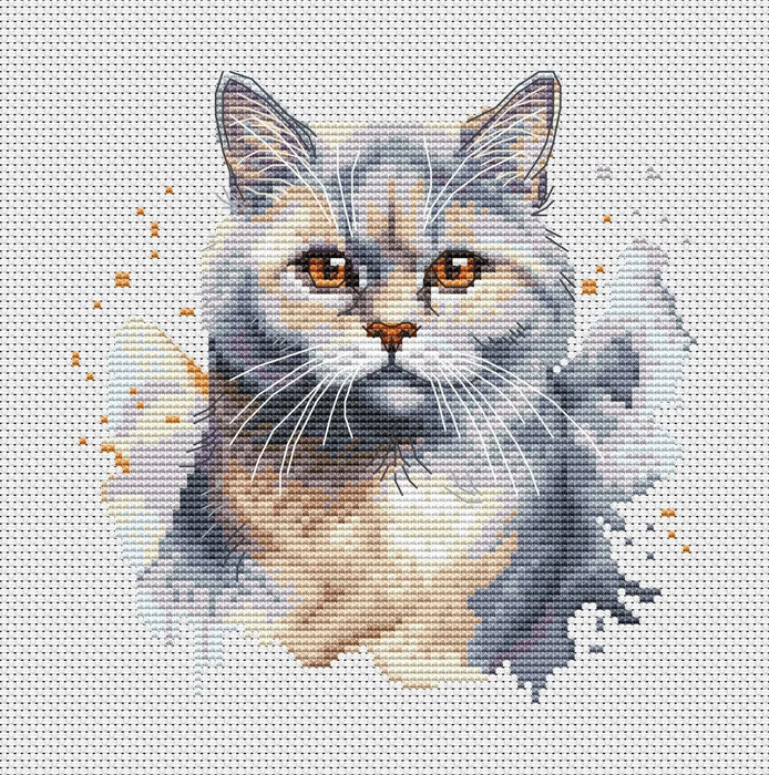 Watercolor British Shorthair - PDF Cross Stitch Pattern