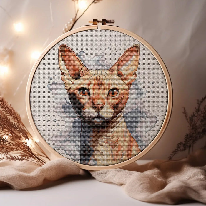 Watercolor Sphynx - PDF Cross Stitch Pattern