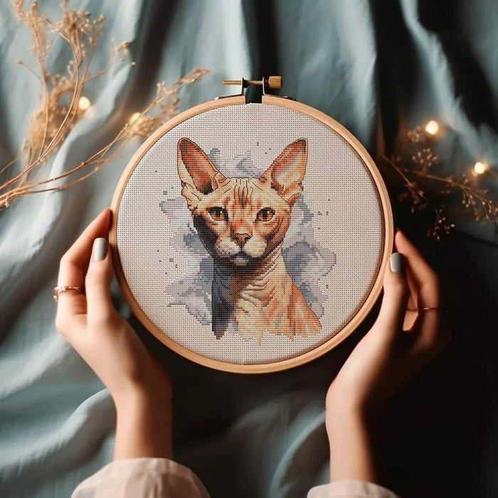 Watercolor Sphynx - PDF Cross Stitch Pattern