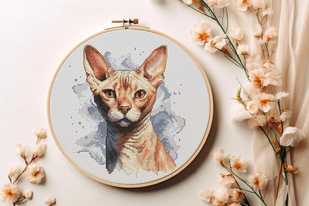 Watercolor Sphynx - PDF Cross Stitch Pattern