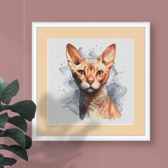 Watercolor Sphynx - PDF Cross Stitch Pattern