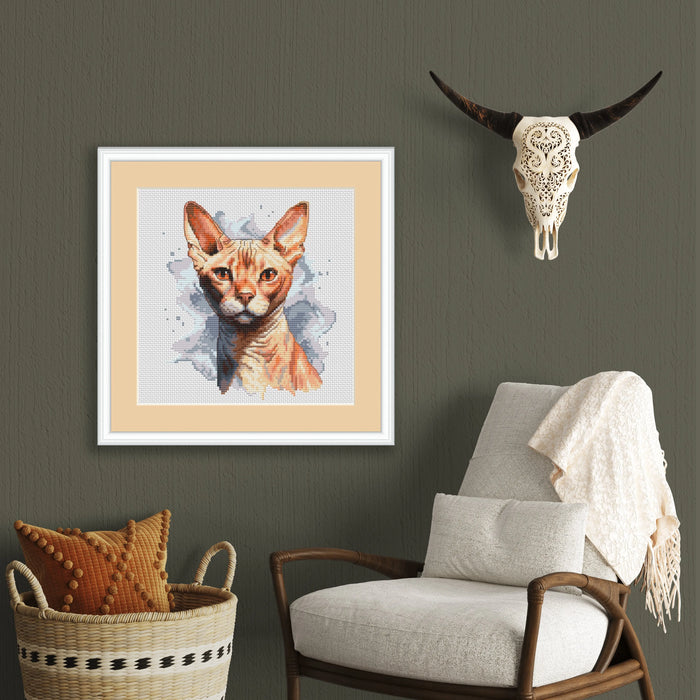 Watercolor Sphynx - PDF Cross Stitch Pattern