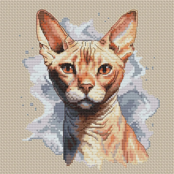 Watercolor Sphynx - PDF Cross Stitch Pattern