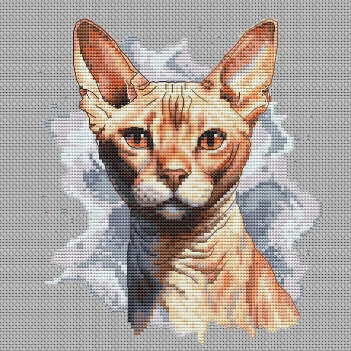 Watercolor Sphynx - PDF Cross Stitch Pattern