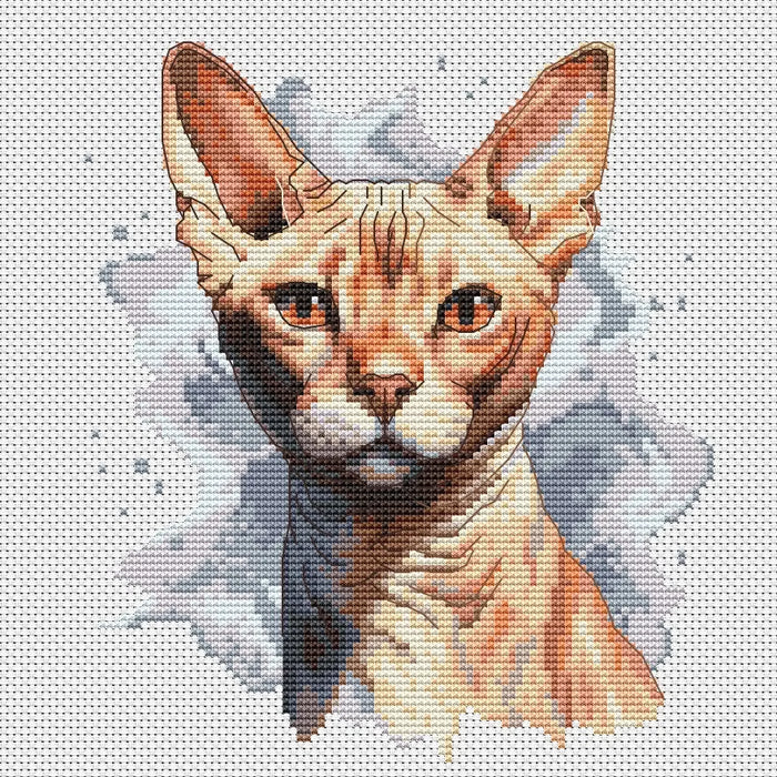 Watercolor Sphynx - PDF Cross Stitch Pattern