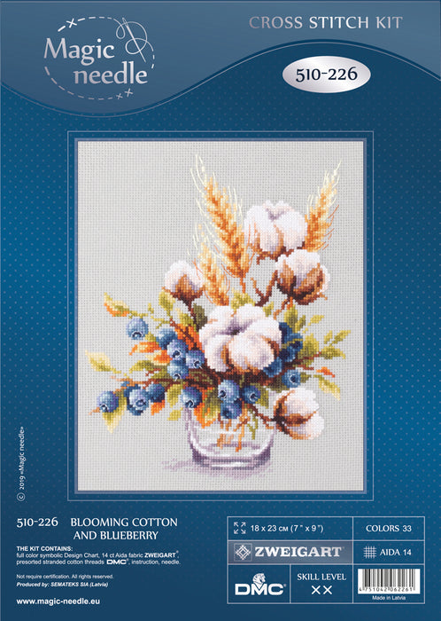 Blooming Cotton and Blueberry 510-226 Counted Cross-Stitch Kit