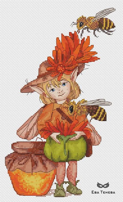 Summer Elves. Elf-Beekeeper - PDF Cross Stitch Pattern