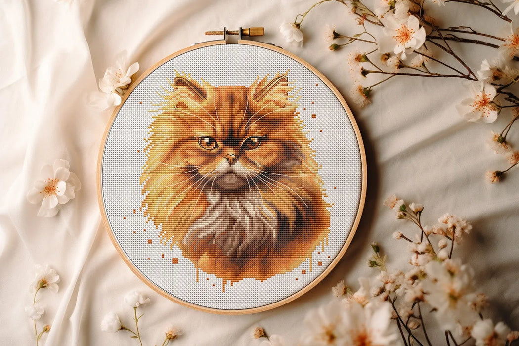 Watercolor Persian Cat - PDF Cross Stitch Pattern