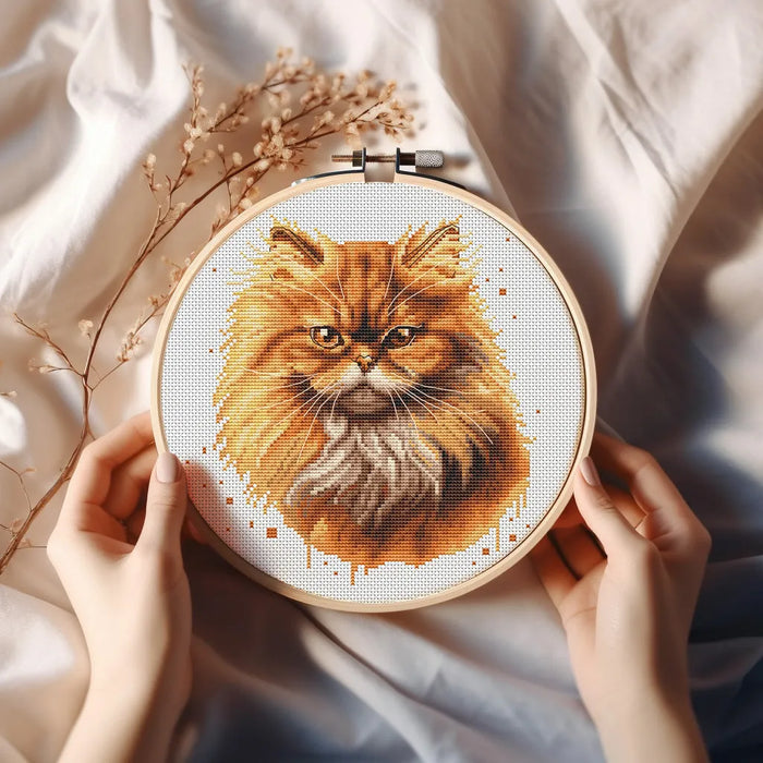 Watercolor Persian Cat - PDF Cross Stitch Pattern