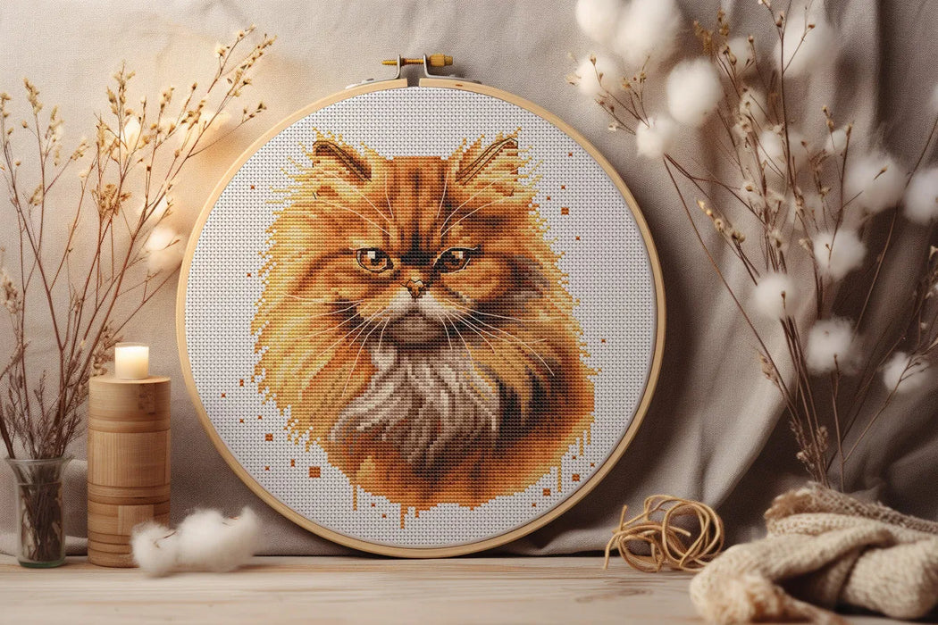 Watercolor Persian Cat - PDF Cross Stitch Pattern