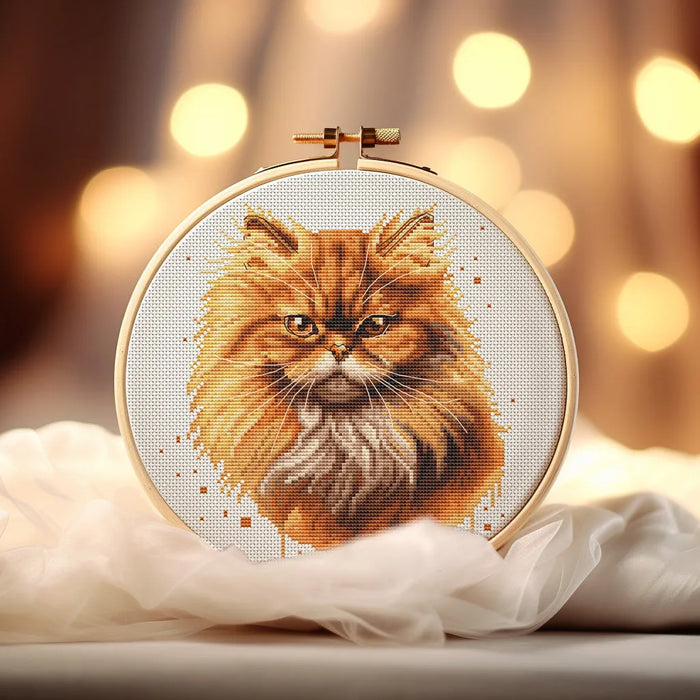 Watercolor Persian Cat - PDF Cross Stitch Pattern