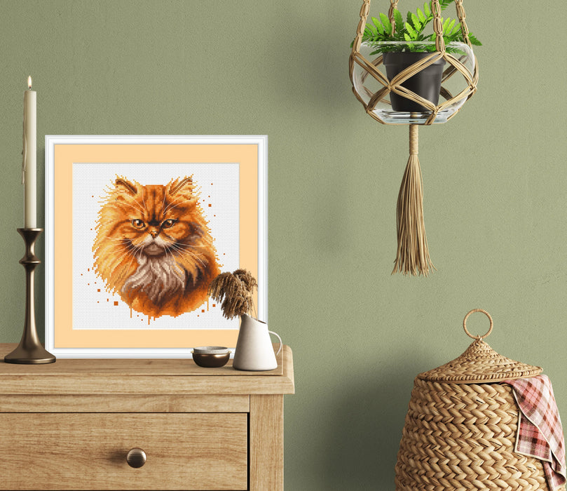 Watercolor Persian Cat - PDF Cross Stitch Pattern