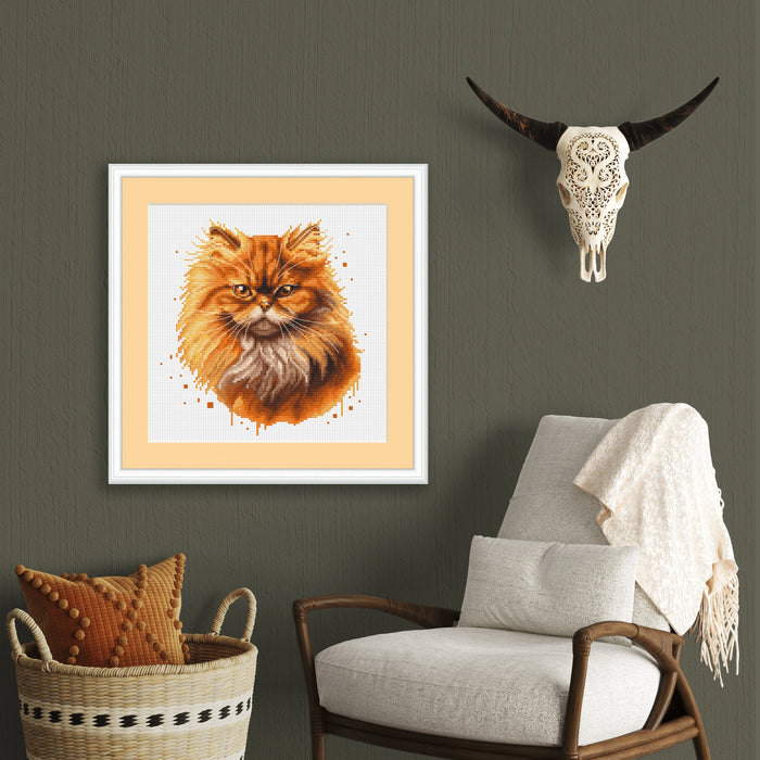 Watercolor Persian Cat - PDF Cross Stitch Pattern