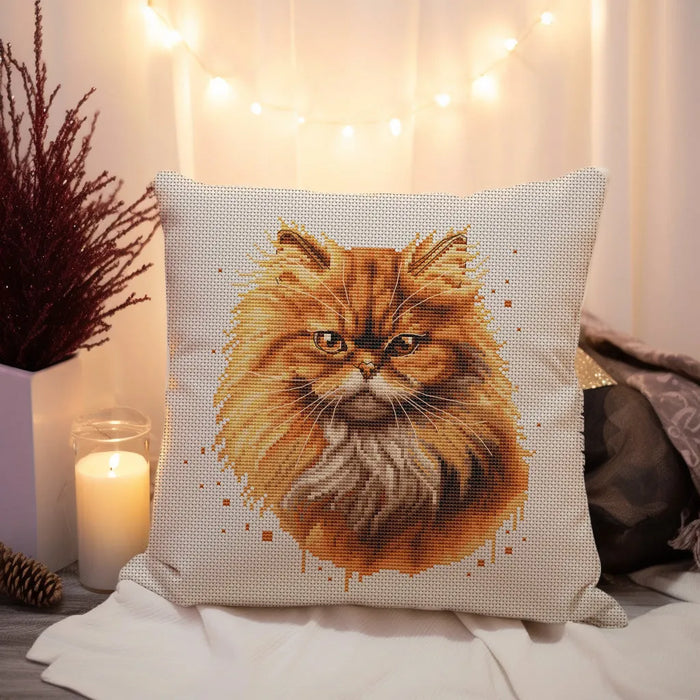 Watercolor Persian Cat - PDF Cross Stitch Pattern