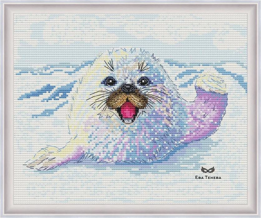 Watercolor seal pup - PDF Cross Stitch Pattern