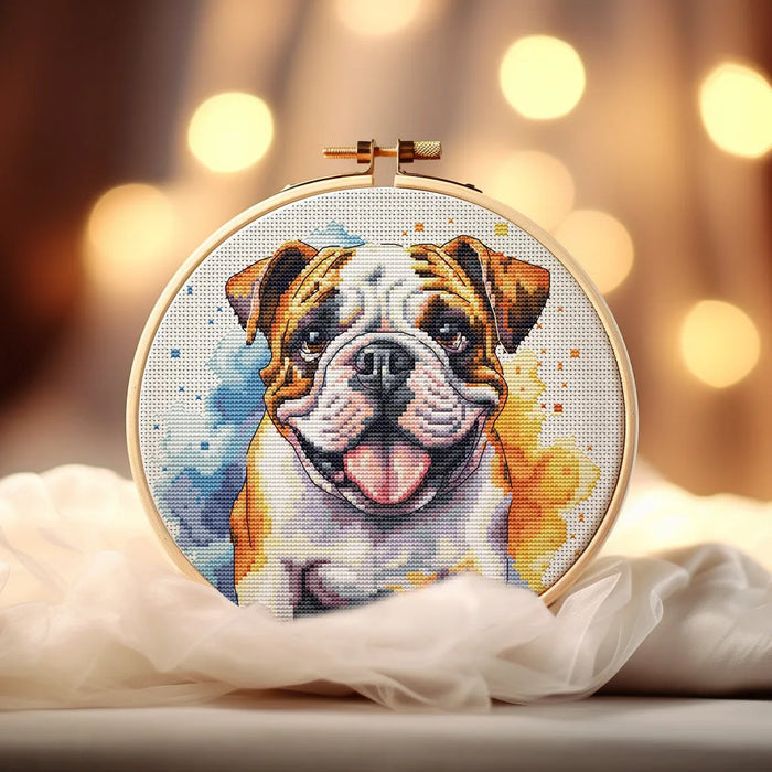 Watercolor English Bulldog - PDF Cross Stitch Pattern