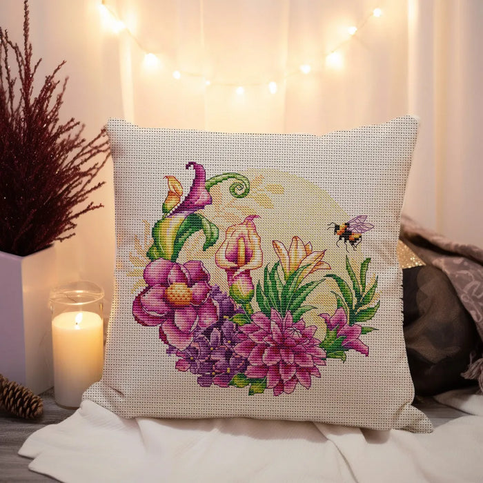 Flowers and Bee - PDF Cross Stitch Pattern