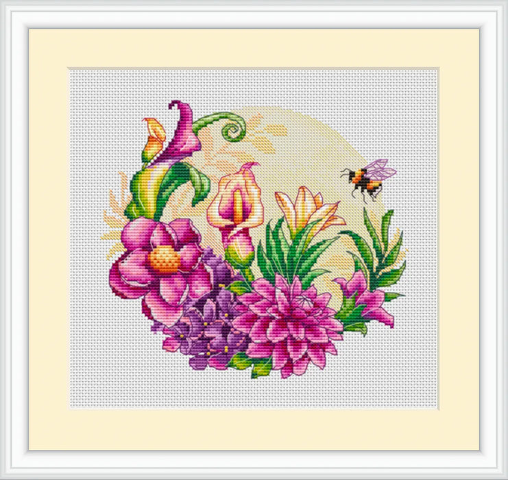 Flowers and Bee - PDF Cross Stitch Pattern