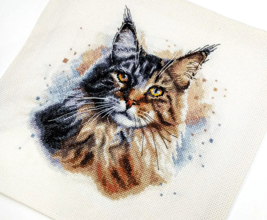 Watercolor Maine Coon - PDF Cross Stitch Pattern