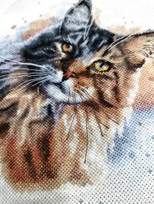 Watercolor Maine Coon - PDF Cross Stitch Pattern