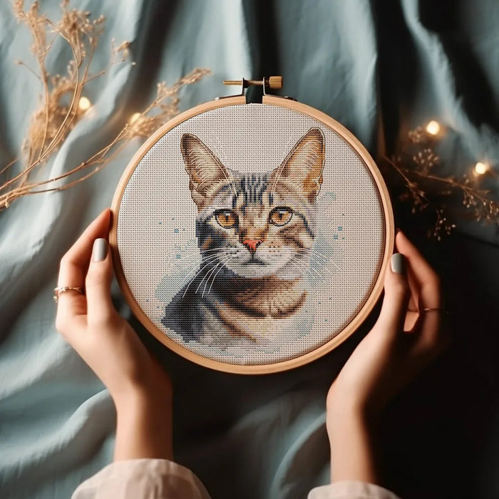 Watercolor Tabby Cat - PDF Cross Stitch Pattern