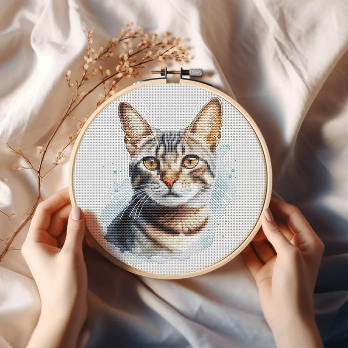 Watercolor Tabby Cat - PDF Cross Stitch Pattern