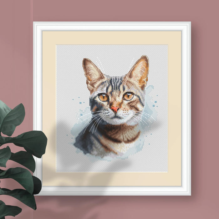 Watercolor Tabby Cat - PDF Cross Stitch Pattern