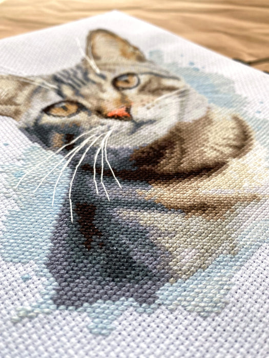 Watercolor Tabby Cat - PDF Cross Stitch Pattern