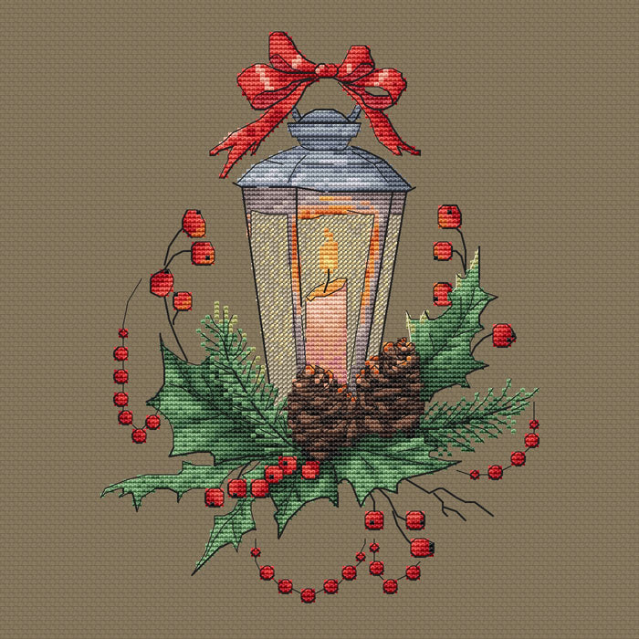 Lantern with a Pinecones - PDF Cross Stitch Pattern