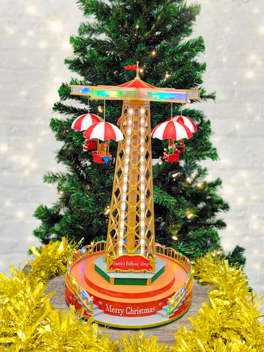 Christmas Parachute Tower. Animated Christmas Village F07M4-8-W201 Christmas Carousel