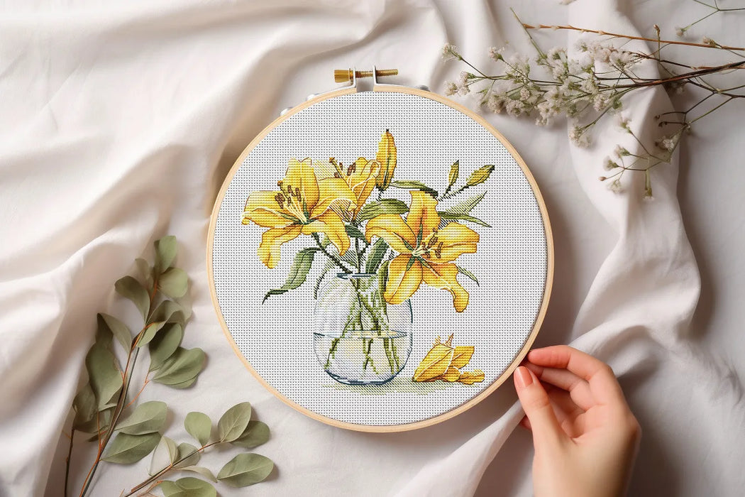 Yellow Lilies - PDF Cross Stitch Pattern