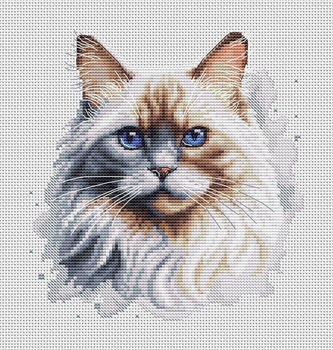 Watercolor Ragdoll - PDF Cross Stitch Pattern