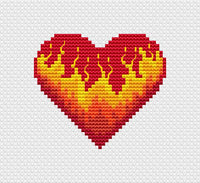 Flaming Heart - PDF Cross Stitch Pattern
