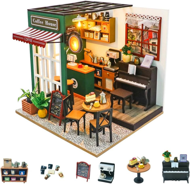 Miniature Wizardi Roombox Kit - Coffee Shop Dollhouse Kit