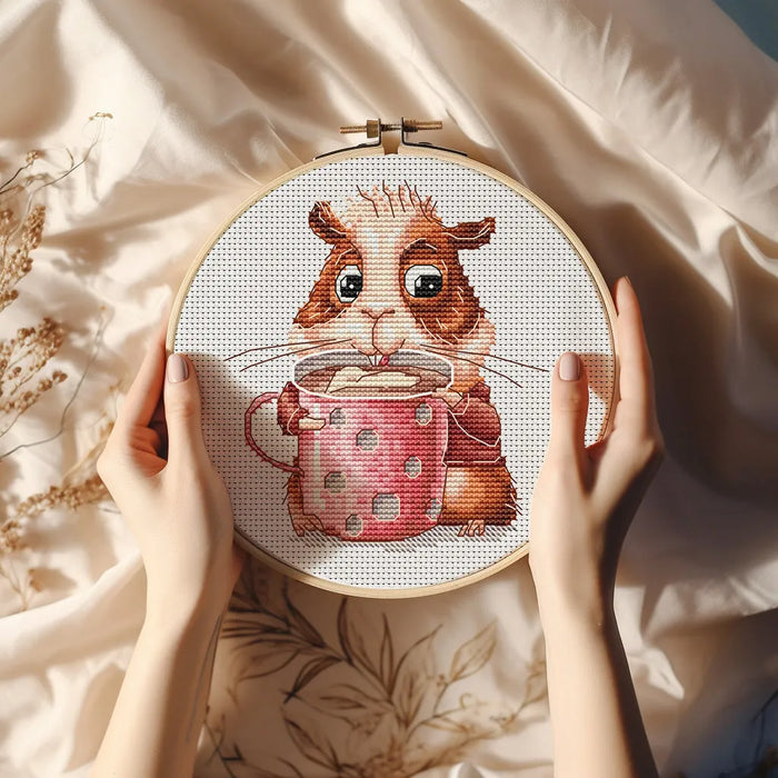 Hamster with Coffee Mug - PDF Cross Stitch Pattern