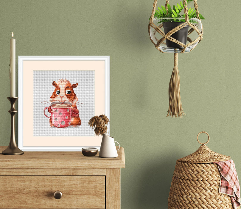 Hamster with Coffee Mug - PDF Cross Stitch Pattern