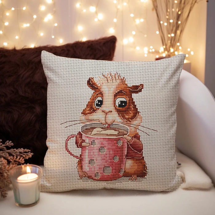 Hamster with Coffee Mug - PDF Cross Stitch Pattern