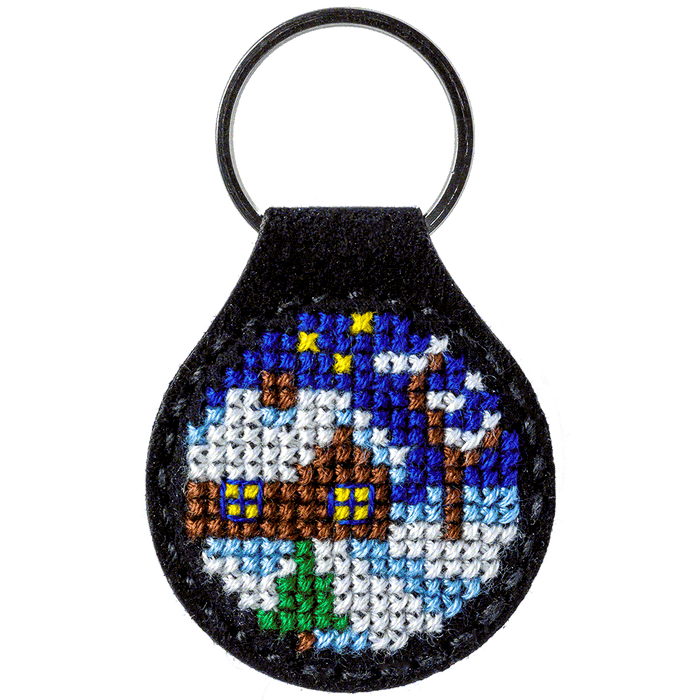 Seasonal House Key Chain Cross-stitch kit on artificial leather FLHL-012