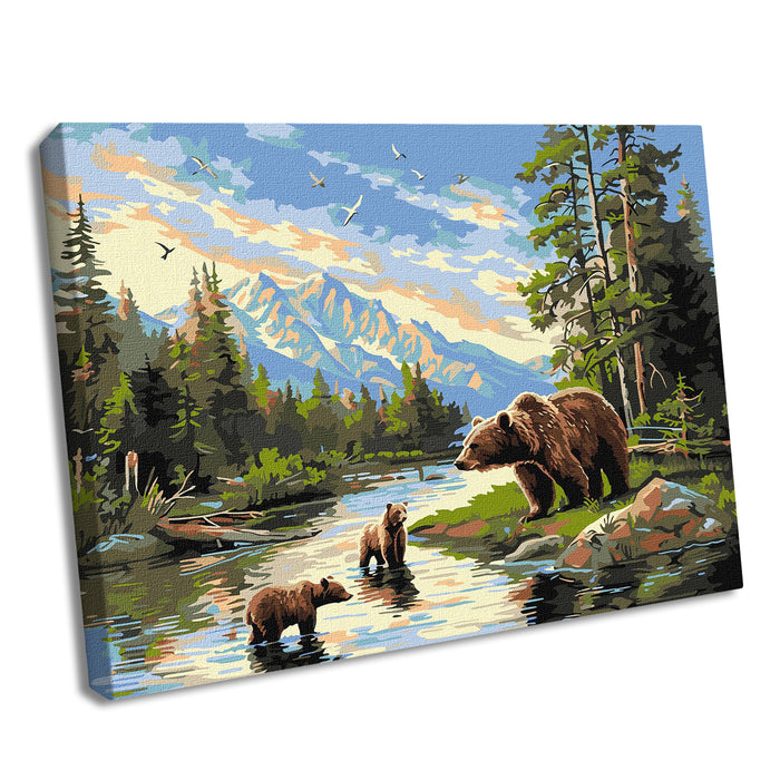 Painting by Numbers kit Bear and cubs KHO6630