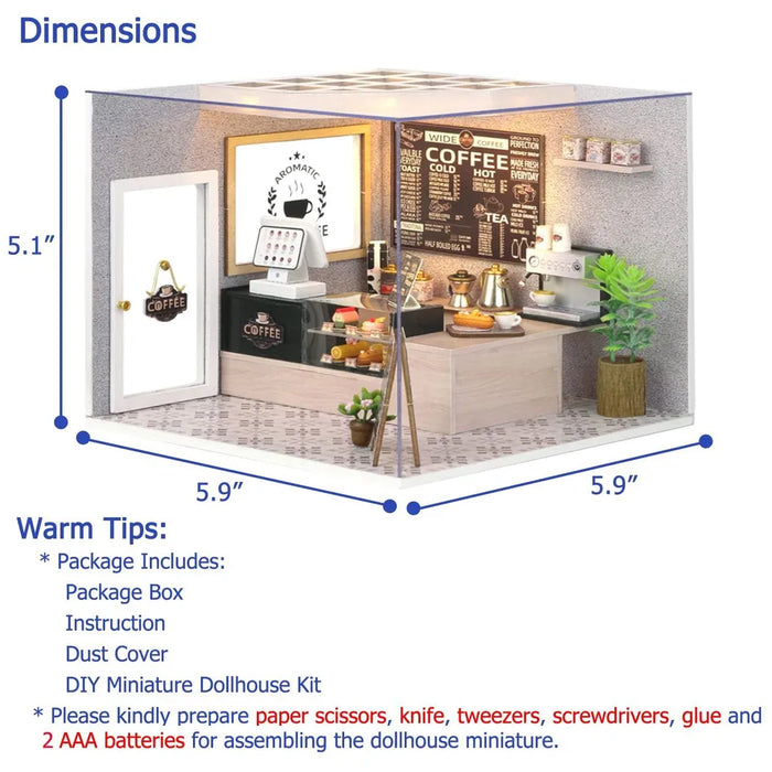 Miniature Wizardi Roombox Kit - Cafe Dollhouse Kit