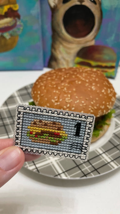 Postage Stamp. Burger - PDF Cross Stitch Pattern